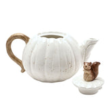 Pumpkin Ceramic Teapot with Squirrel Knob 940ml - Cream