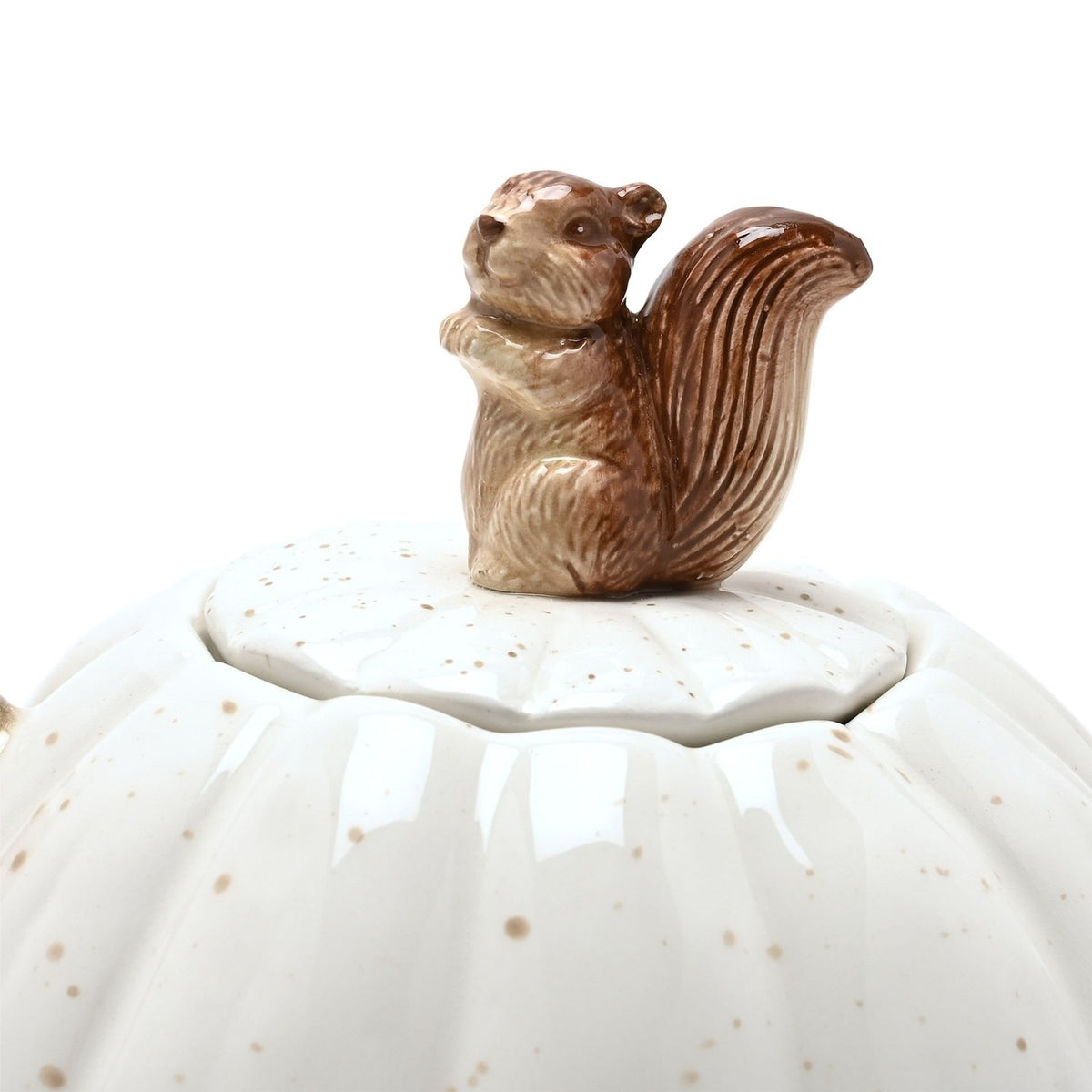 Pumpkin Ceramic Teapot with Squirrel Knob 940ml - Cream