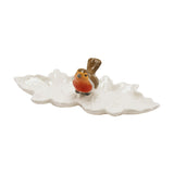 Robin Multi Leaf Speckled Ceramic Plate - White