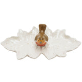 Robin Multi Leaf Speckled Ceramic Plate - White