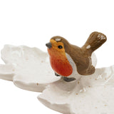 Robin Multi Leaf Speckled Ceramic Plate - White
