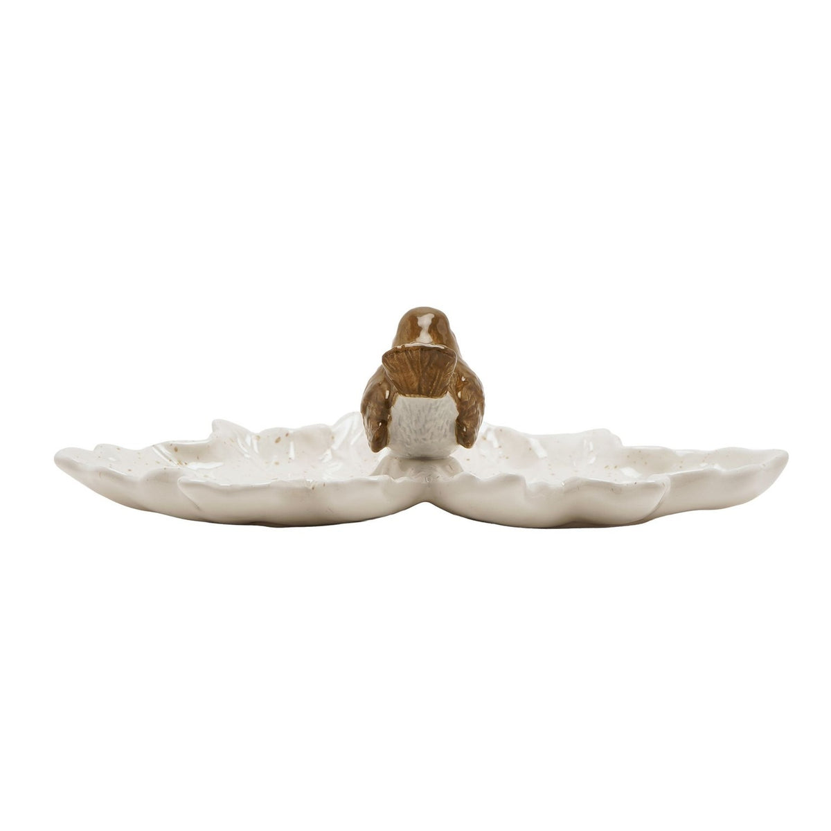 Robin Multi Leaf Speckled Ceramic Plate - White
