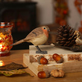 Small Resin Standing Robin Figurine - Brown & Cream