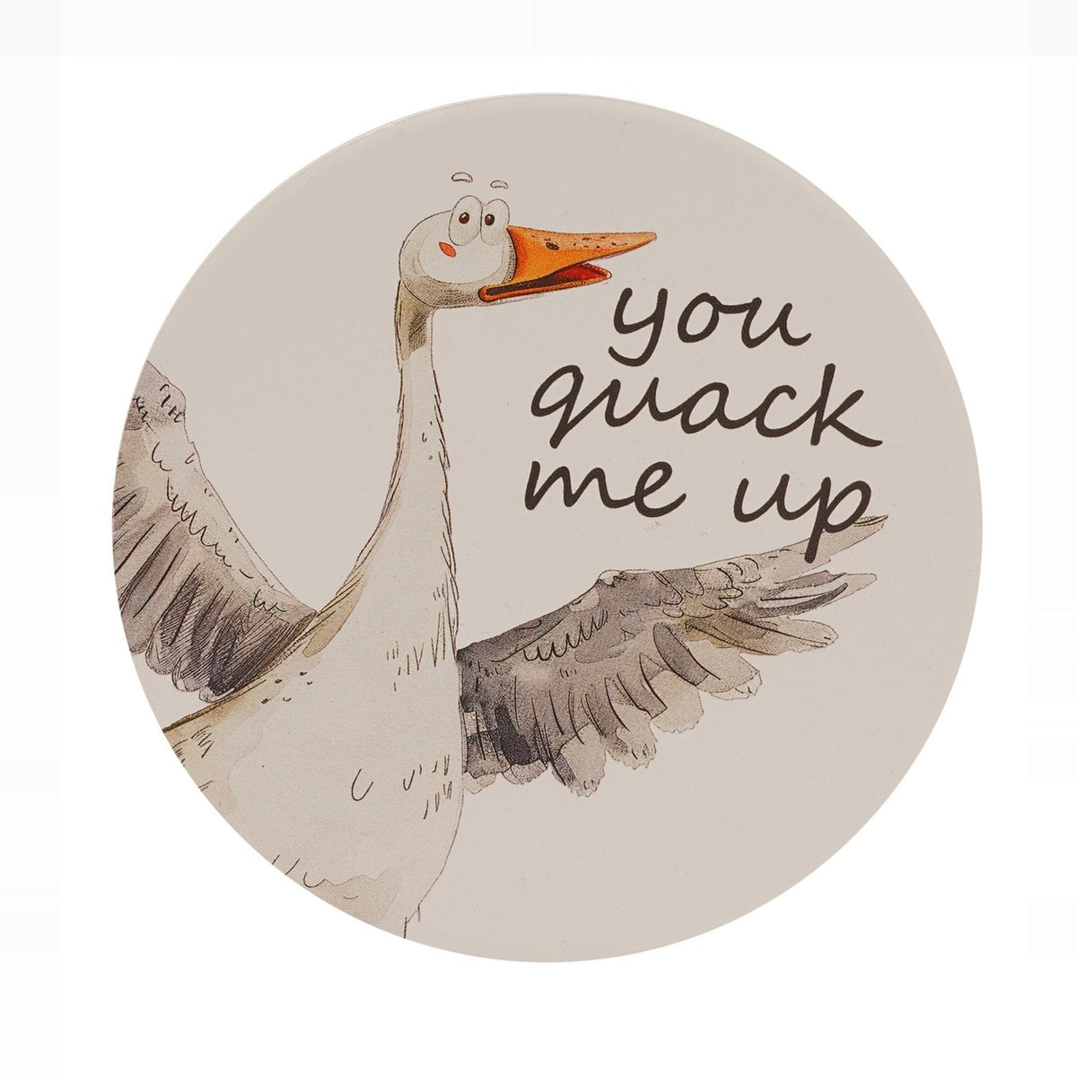 You Quack Me Up Watercolour Duck Ceramic Coaster - White