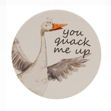You Quack Me Up Watercolour Duck Ceramic Coaster - White