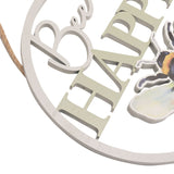 Bee Happy Bumblebee Cut-Out Round Hanging Plaque - Grey