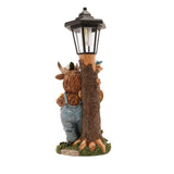 Highland Cow in Dungarees Solar Powered Lantern - Brown