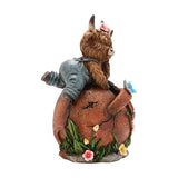 Highland Cow in Dungarees Spring Polystone Planter - Brown