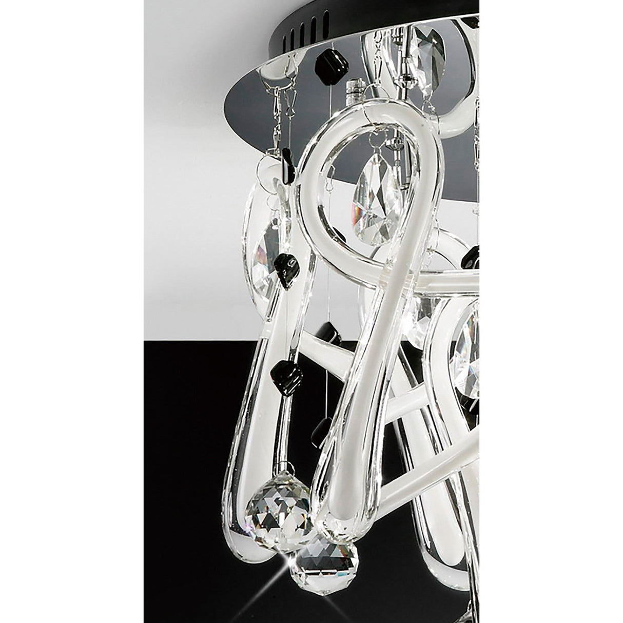 Class 10 Light Glass Crystal Flush Ceiling Light - Polished Chrome