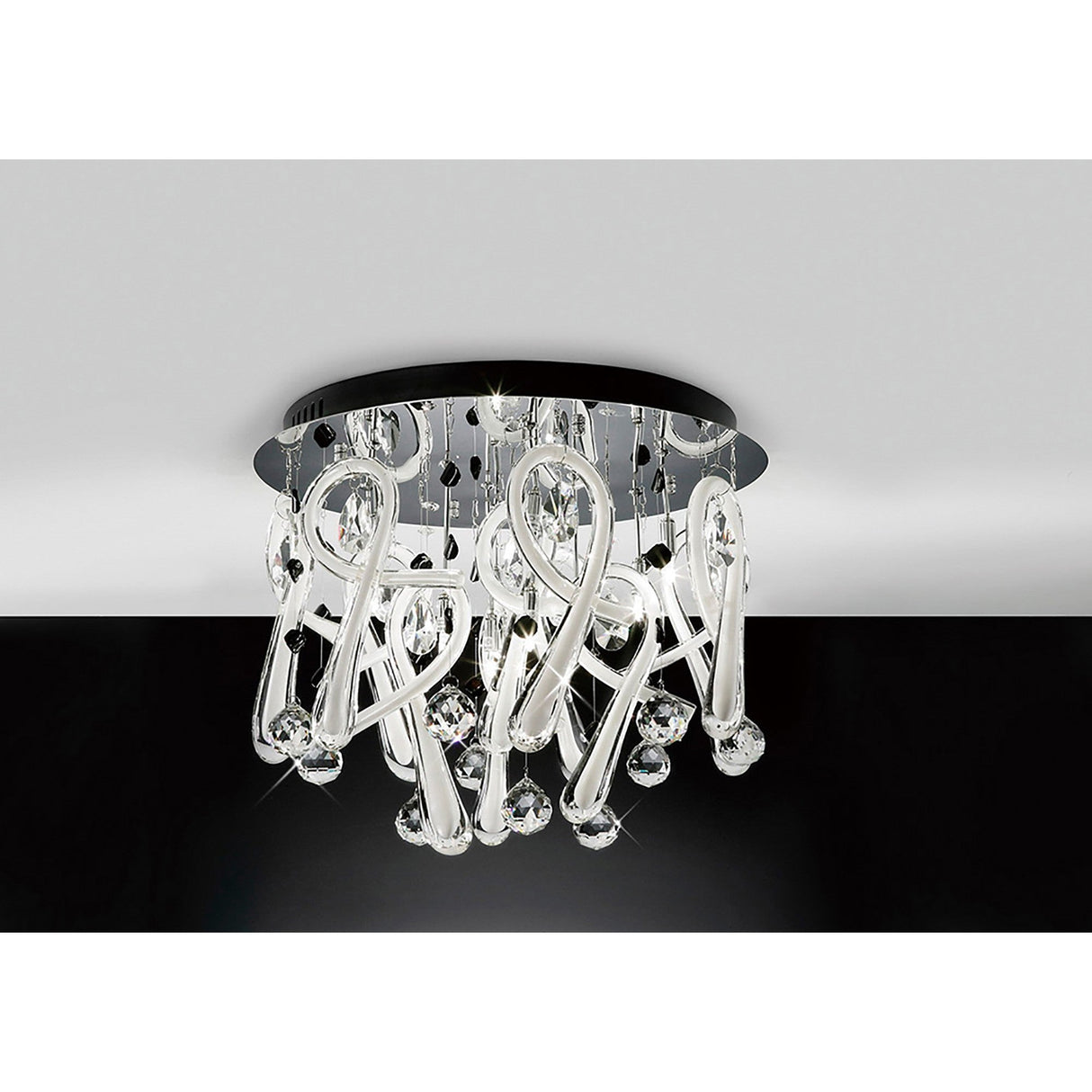 Class 10 Light Glass Crystal Flush Ceiling Light - Polished Chrome
