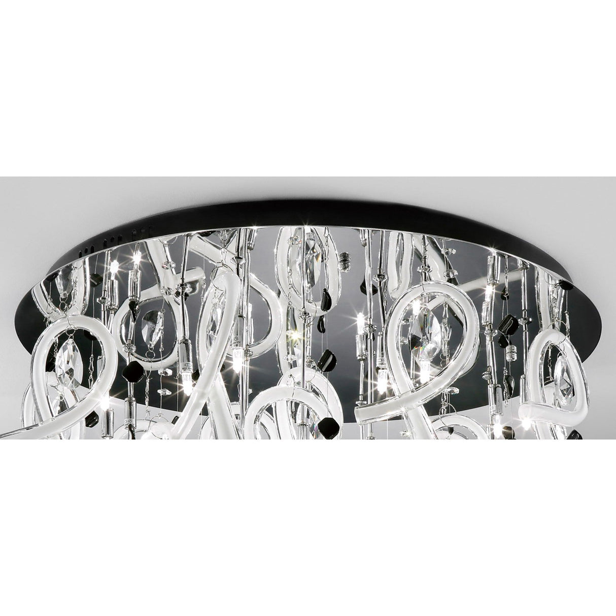 Class 20 Light Glass Crystal Semi-Flush Ceiling Light - Polished Chrome