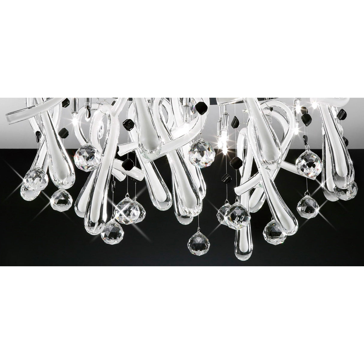 Class 20 Light Glass Crystal Semi-Flush Ceiling Light - Polished Chrome
