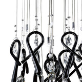 Class 10 Light Round Glass & Crystal Cluster Pendant Light - Chrome & Black