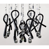 Class 10 Light Round Glass & Crystal Cluster Pendant Light - Chrome & Black