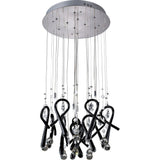 Class 10 Light Round Glass & Crystal Cluster Pendant Light - Chrome & Black