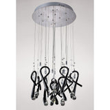 Class 10 Light Round Glass & Crystal Cluster Pendant Light - Chrome & Black
