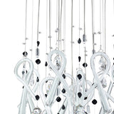 Class 10 Light Round Glass & Crystal Cluster Pendant Light - Chrome & White