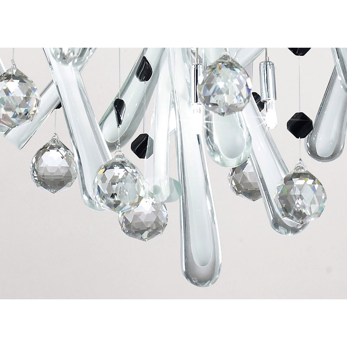 Class 10 Light Round Glass & Crystal Cluster Pendant Light - Chrome & White