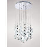 Class 10 Light Round Glass & Crystal Cluster Pendant Light - Chrome & White