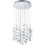 Class 10 Light Round Glass & Crystal Cluster Pendant Light - Chrome & White
