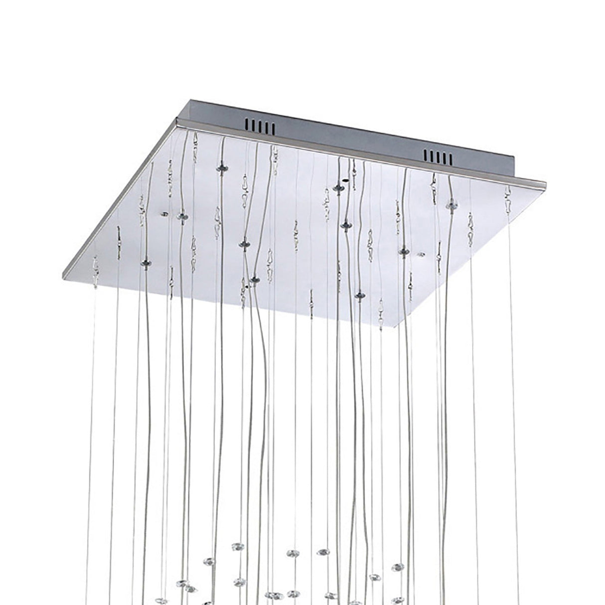 Class 10 Light Square Glass & Crystal Cluster Pendant Light - Chrome & Black