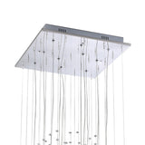 Class 10 Light Square Glass & Crystal Cluster Pendant Light - Chrome & Black