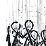 Class 10 Light Square Glass & Crystal Cluster Pendant Light - Chrome & Black