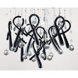 Class 10 Light Square Glass & Crystal Cluster Pendant Light - Chrome & Black