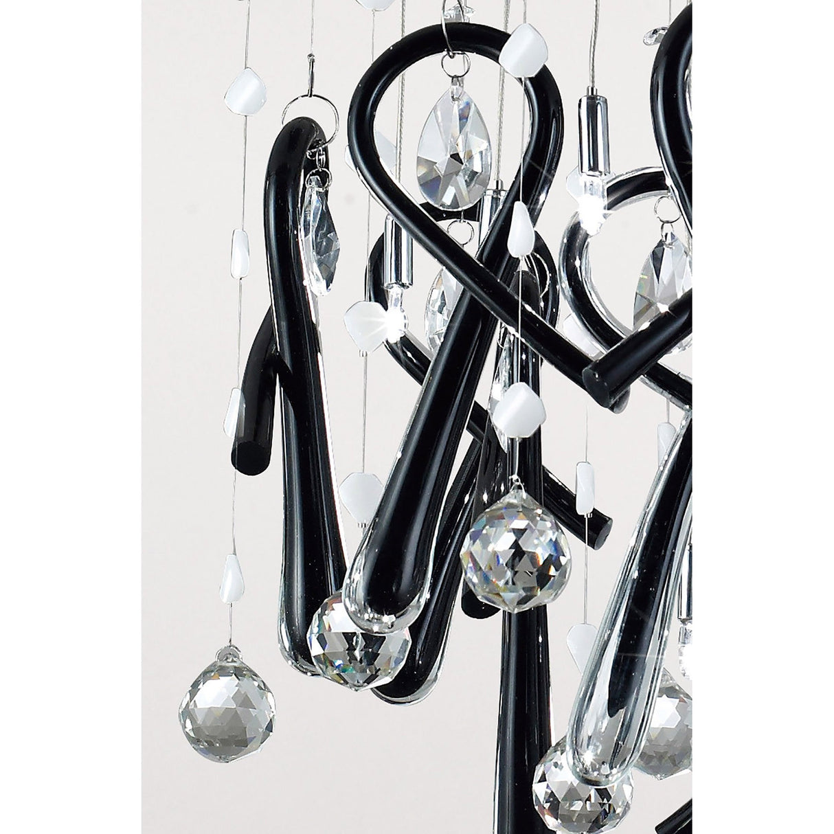 Class 10 Light Square Glass & Crystal Cluster Pendant Light - Chrome & Black