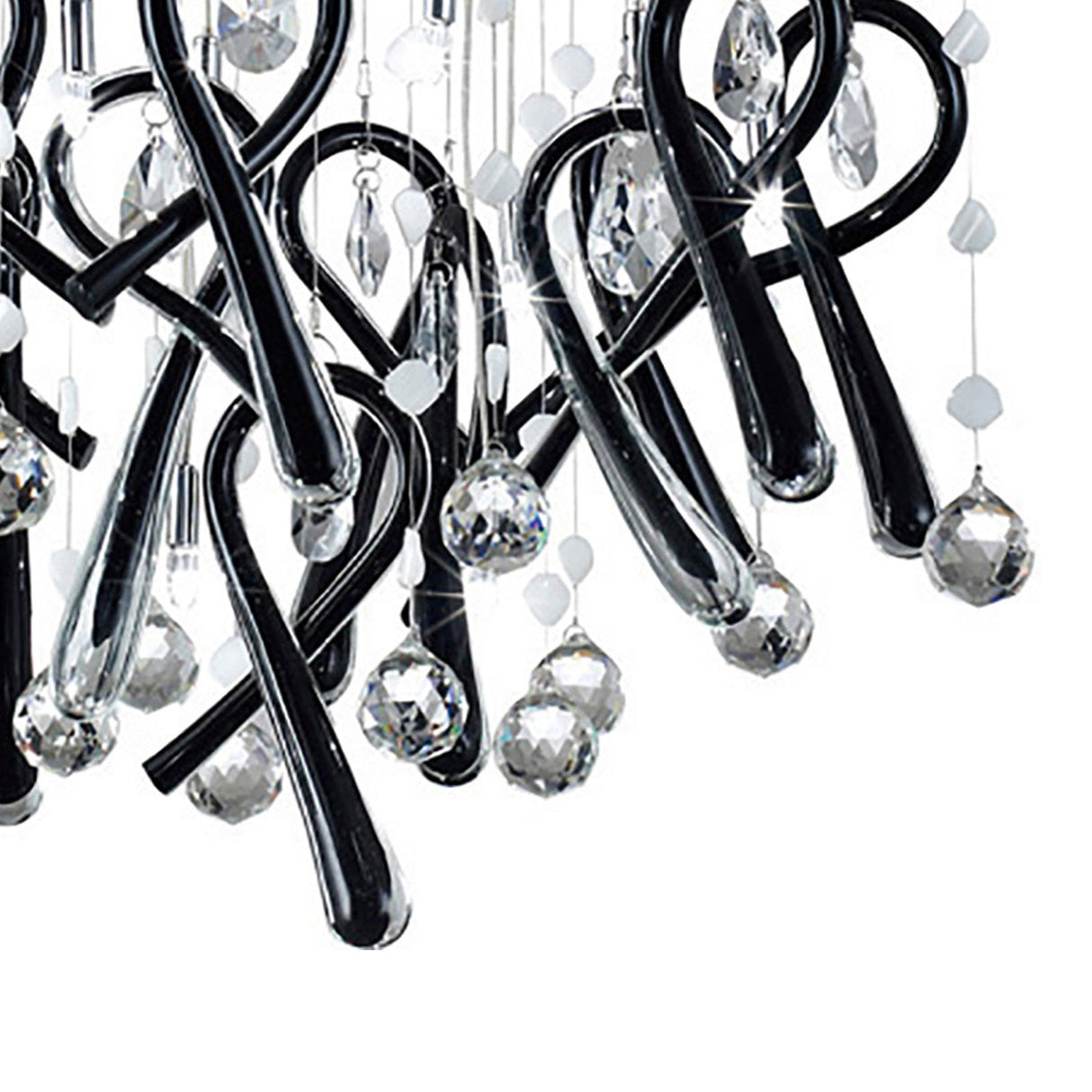 Class 10 Light Square Glass & Crystal Cluster Pendant Light - Chrome & Black