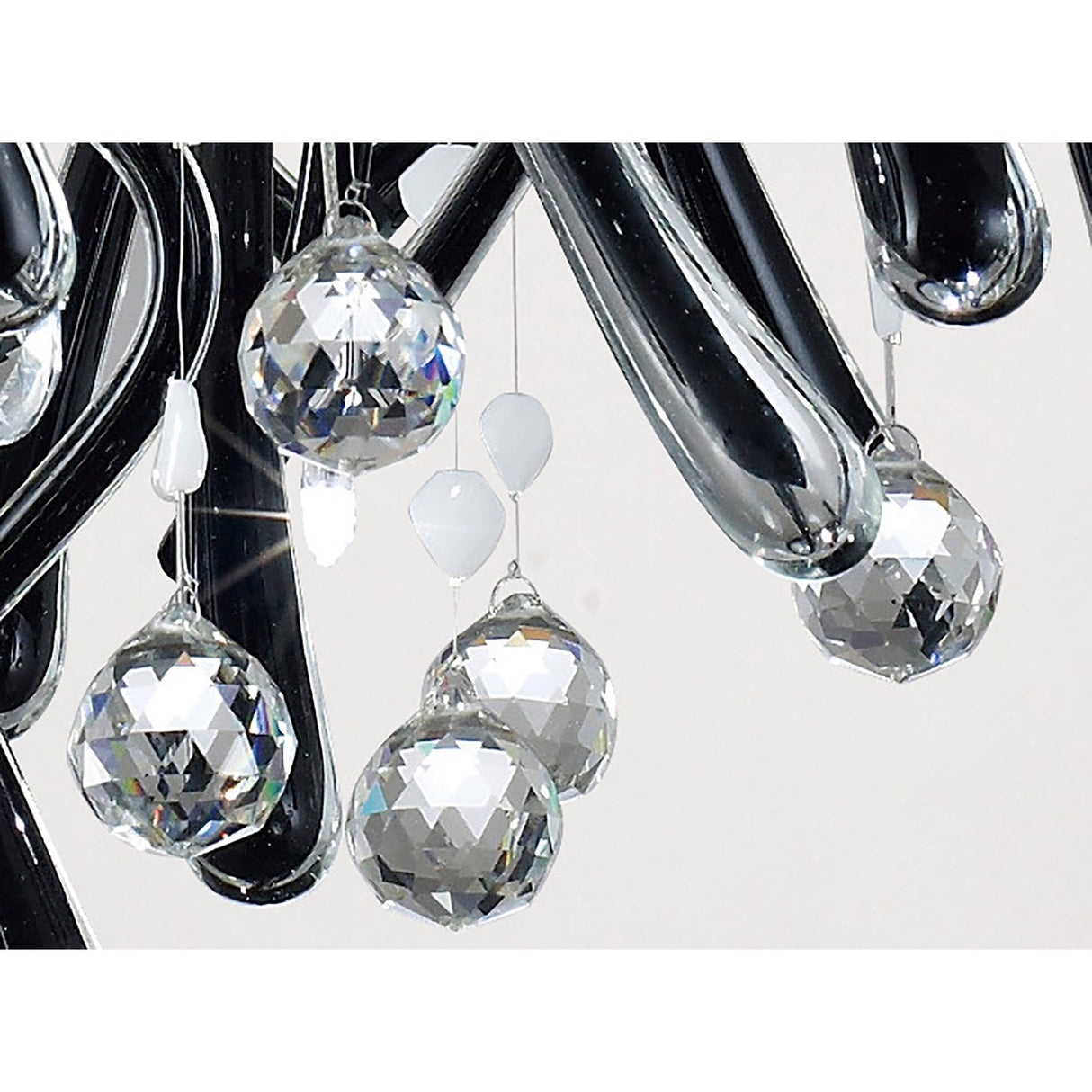 Class 10 Light Square Glass & Crystal Cluster Pendant Light - Chrome & Black