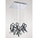 Class 10 Light Square Glass & Crystal Cluster Pendant Light - Chrome & Black