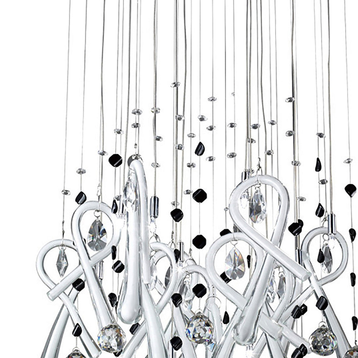 Class 10 Light Square Glass & Crystal Cluster Pendant Light - Chrome & White