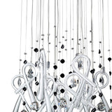 Class 10 Light Square Glass & Crystal Cluster Pendant Light - Chrome & White