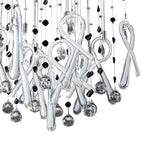 Class 10 Light Square Glass & Crystal Cluster Pendant Light - Chrome & White