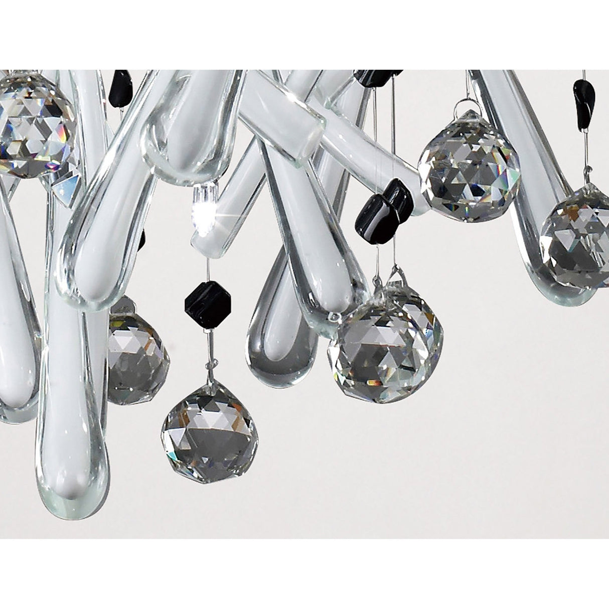 Class 10 Light Square Glass & Crystal Cluster Pendant Light - Chrome & White