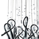 Class 20 Light Round Glass & Crystal Cluster Pendant Light - Chrome & Black