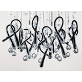 Class 20 Light Round Glass & Crystal Cluster Pendant Light - Chrome & Black