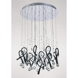 Class 20 Light Round Glass & Crystal Cluster Pendant Light - Chrome & Black