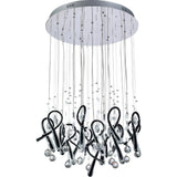 Class 20 Light Round Glass & Crystal Cluster Pendant Light - Chrome & Black
