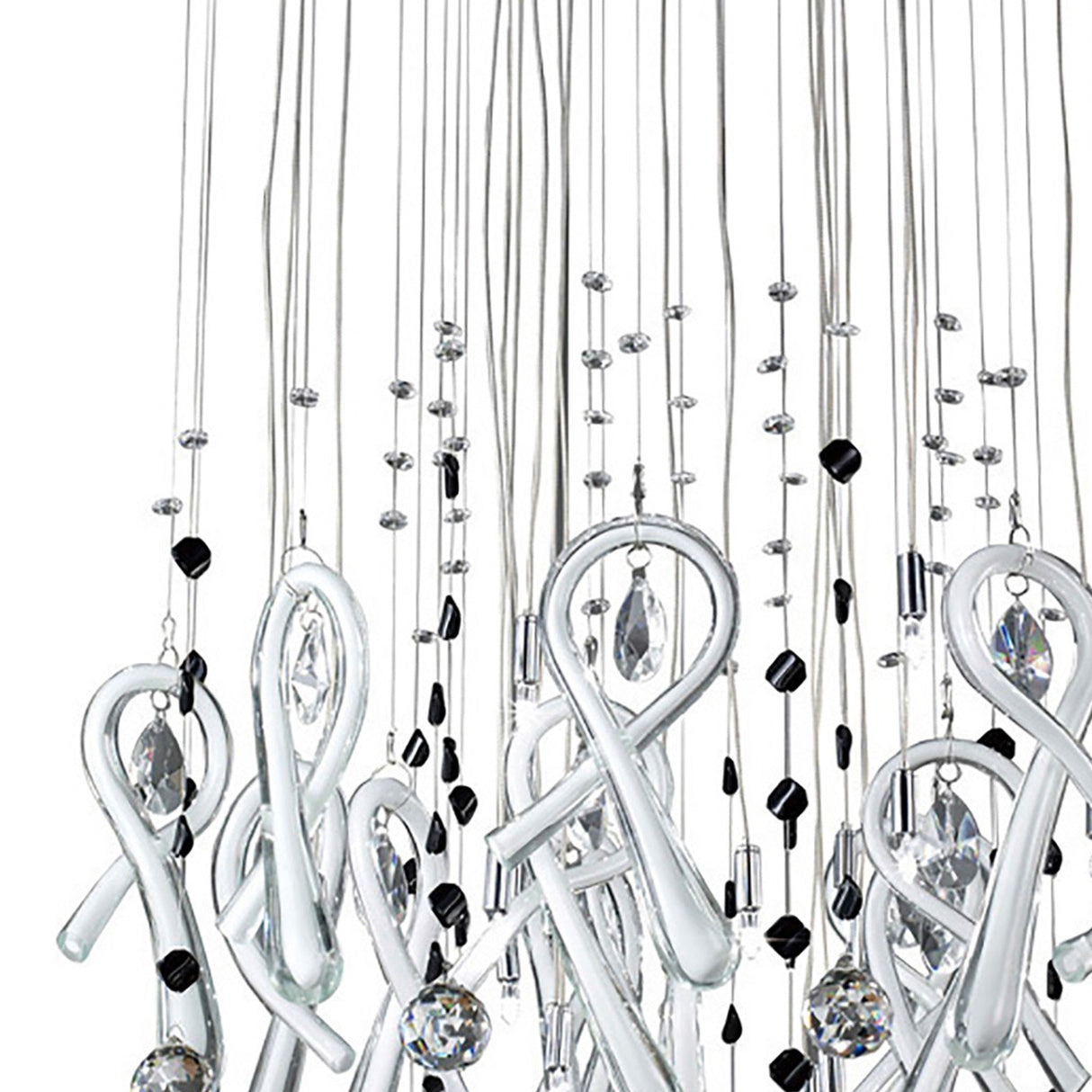 Class 20 Light Round Glass & Crystal Cluster Pendant Light - Chrome & White