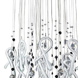 Class 20 Light Round Glass & Crystal Cluster Pendant Light - Chrome & White