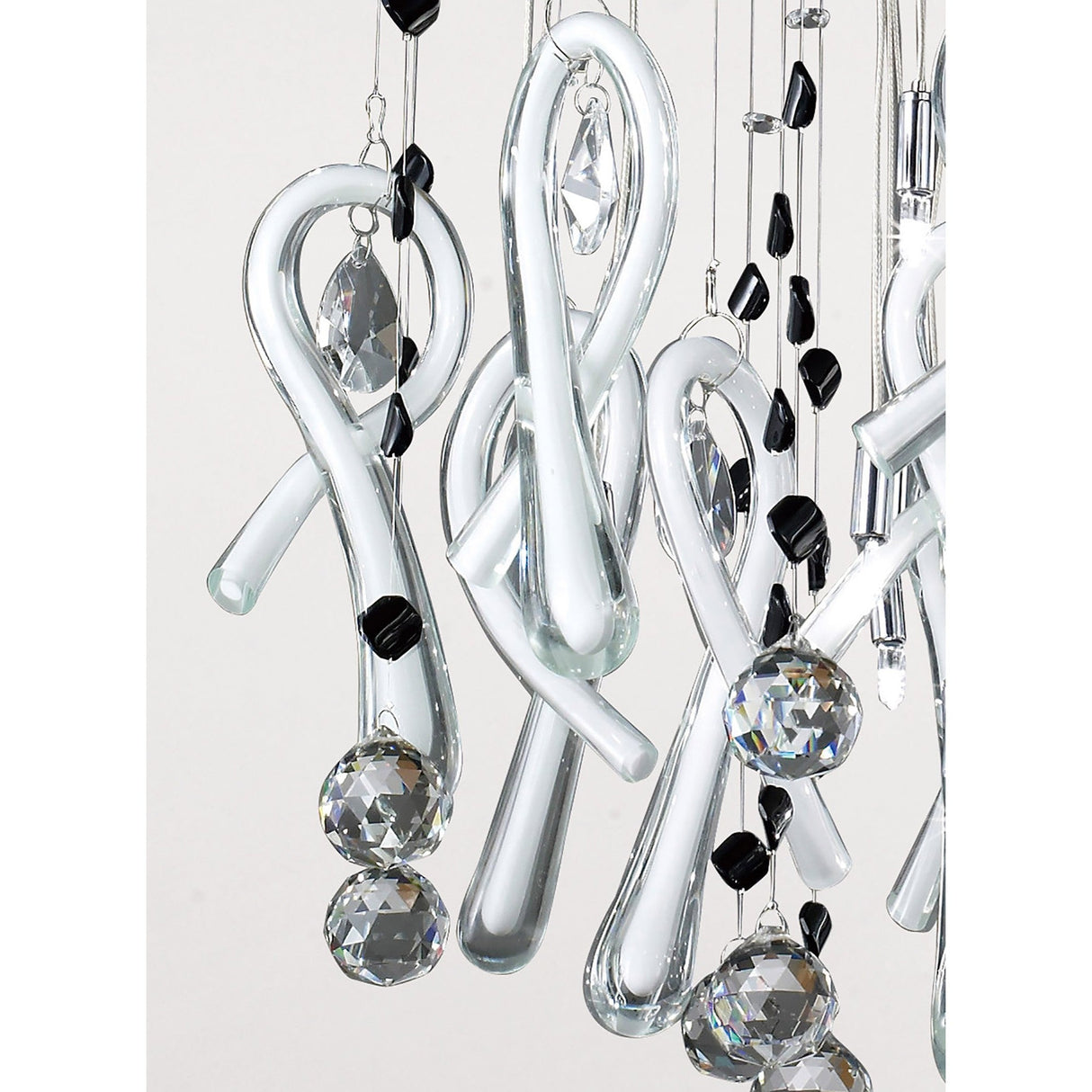 Class 20 Light Round Glass & Crystal Cluster Pendant Light - Chrome & White