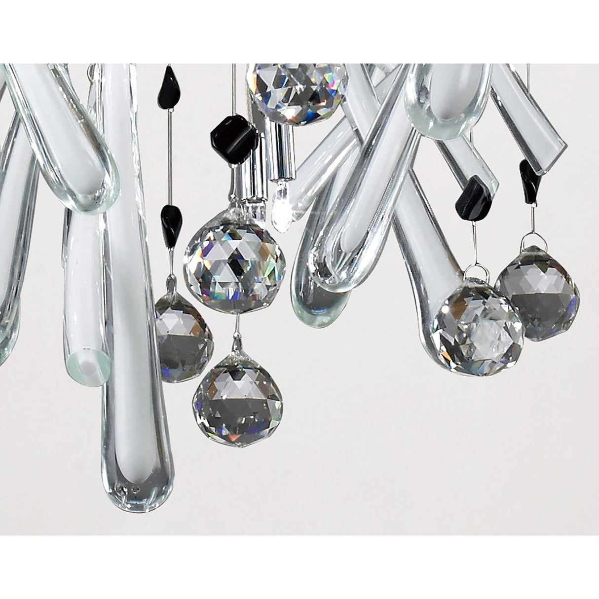 Class 20 Light Round Glass & Crystal Cluster Pendant Light - Chrome & White