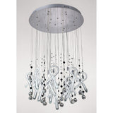 Class 20 Light Round Glass & Crystal Cluster Pendant Light - Chrome & White