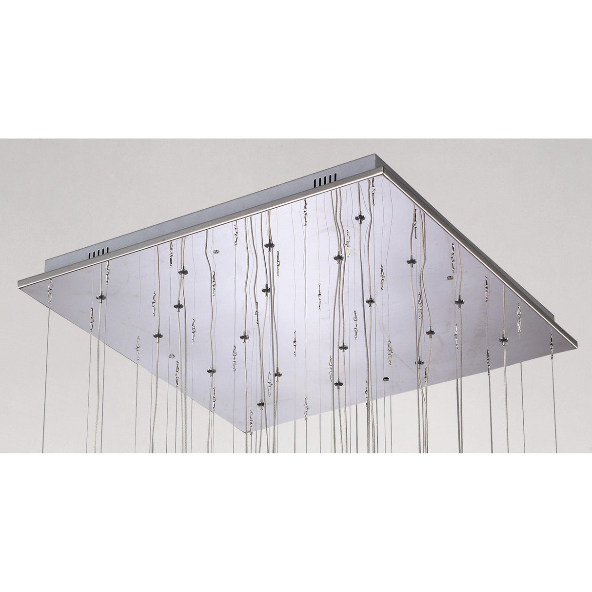 Class 20 Light Square Glass & Crystal Cluster Pendant Light -  Chrome & Black