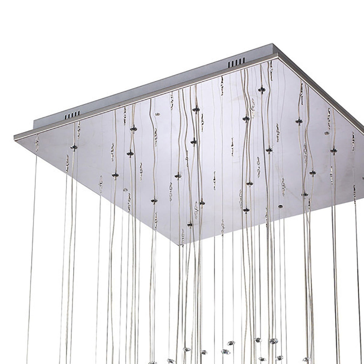 Class 20 Light Square Glass & Crystal Cluster Pendant Light -  Chrome & Black