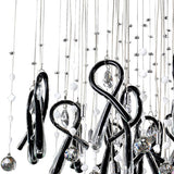 Class 20 Light Square Glass & Crystal Cluster Pendant Light -  Chrome & Black