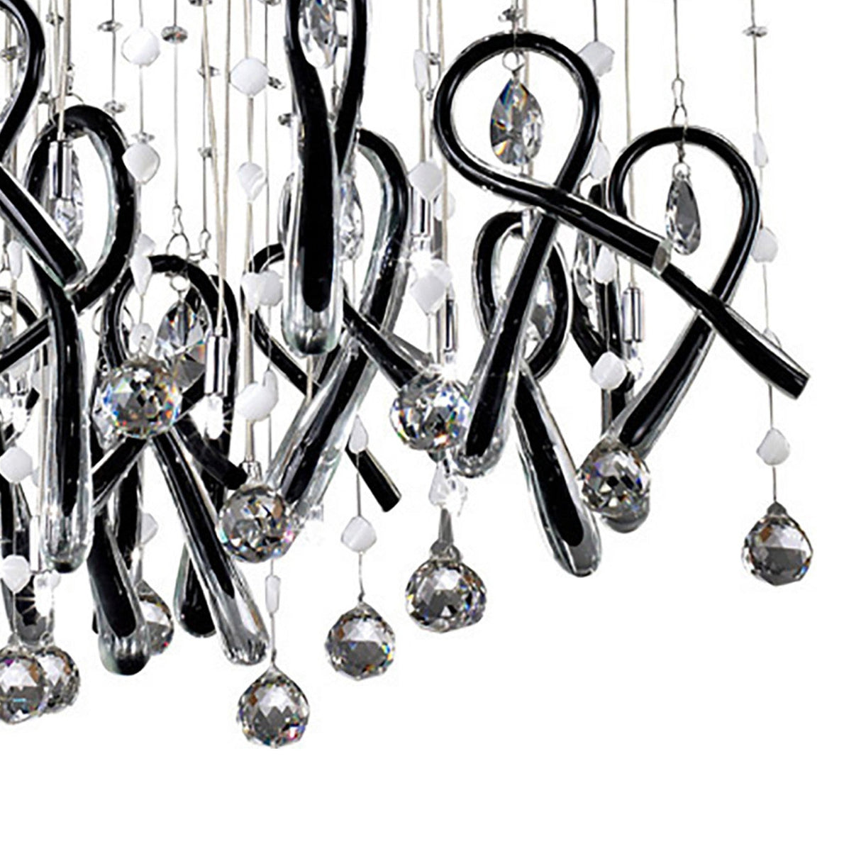 Class 20 Light Square Glass & Crystal Cluster Pendant Light -  Chrome & Black
