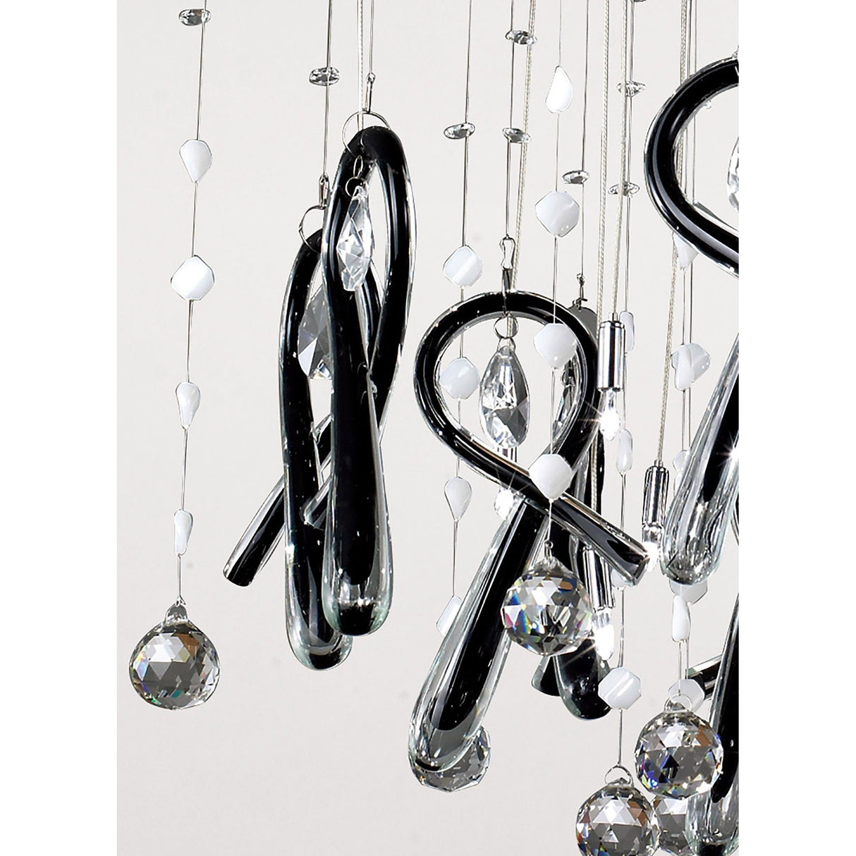 Class 20 Light Square Glass & Crystal Cluster Pendant Light -  Chrome & Black